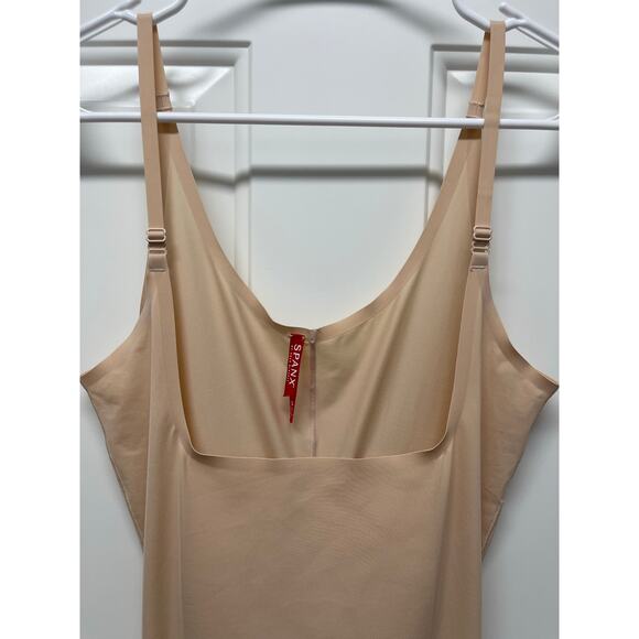 SPANX Thinstincts Open-bust Mid-thigh Bodysuit shapewear tan size large - Picture 3 of 7